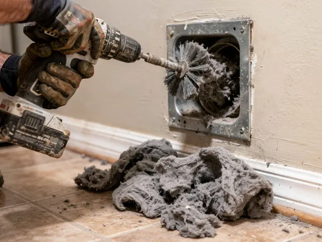 Certified Brandon Dryer Vent Cleaning technician performing dryer vent cleaning in Brandon